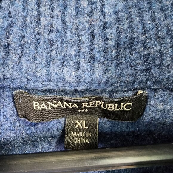 Mens Blue Banana Republic Sweater 1/2 Zip Cotton Wool Blend Long Sleeve Size XL - Picture 3 of 8